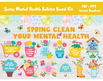 Spring Mental Health Awareness Bulletin Board Kit/Classroom Decor/School Counseling/Counselor/March April Wall Decoration/Printable/L476