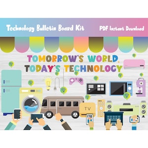 Tech Technology Bulletin Board Kit/Computer Lab/Classroom/School Wall Hallway Decor/Display/Elementary/Primary Middle School/STEM STEAM/L379