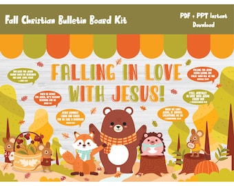 Fall Christian Bulletin Board Kit/Sunday School/Church Wall Decor/Autumn Classroom Jesus Printable/Preschool Kindergarten Elementary/L633