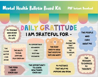 Mental Health Bulletin Board Kit/School Counseling Wall Decor/Counselor/Psychology/Therapy/Calming/Calm Down Corner/Daily Gratitude/L328