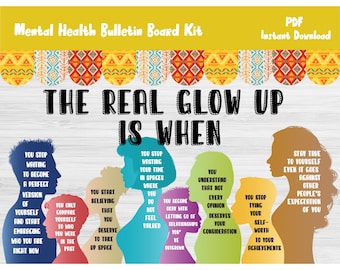 Mental Health Bulletin Board Kit/School Counselor/Counseling/Social Worker/Classroom Wall Door Decor/Motivational Printable/Decoration/L532