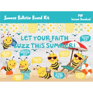 Summer/VBS/June Bulletin Board Kit/Church/Christian/Sunday School Classroom Decor/Daycare/Preschool/Kindergarten/Elementary Printable/L563