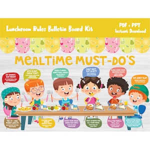 Lunchroom Rules Bulletin Board Kit/School Cafeteria/Lunch Room Wall Decor/Elementary/Kindergarten/Preschool/PreK/Primary Decoration/L605