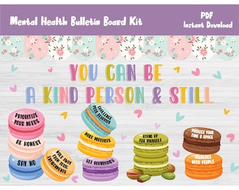 Mental Health Bulletin Board Kit/School Counselor/Counseling/Social Worker/Classroom Wall Door Decor/Motivational Printable/Decoration/L531