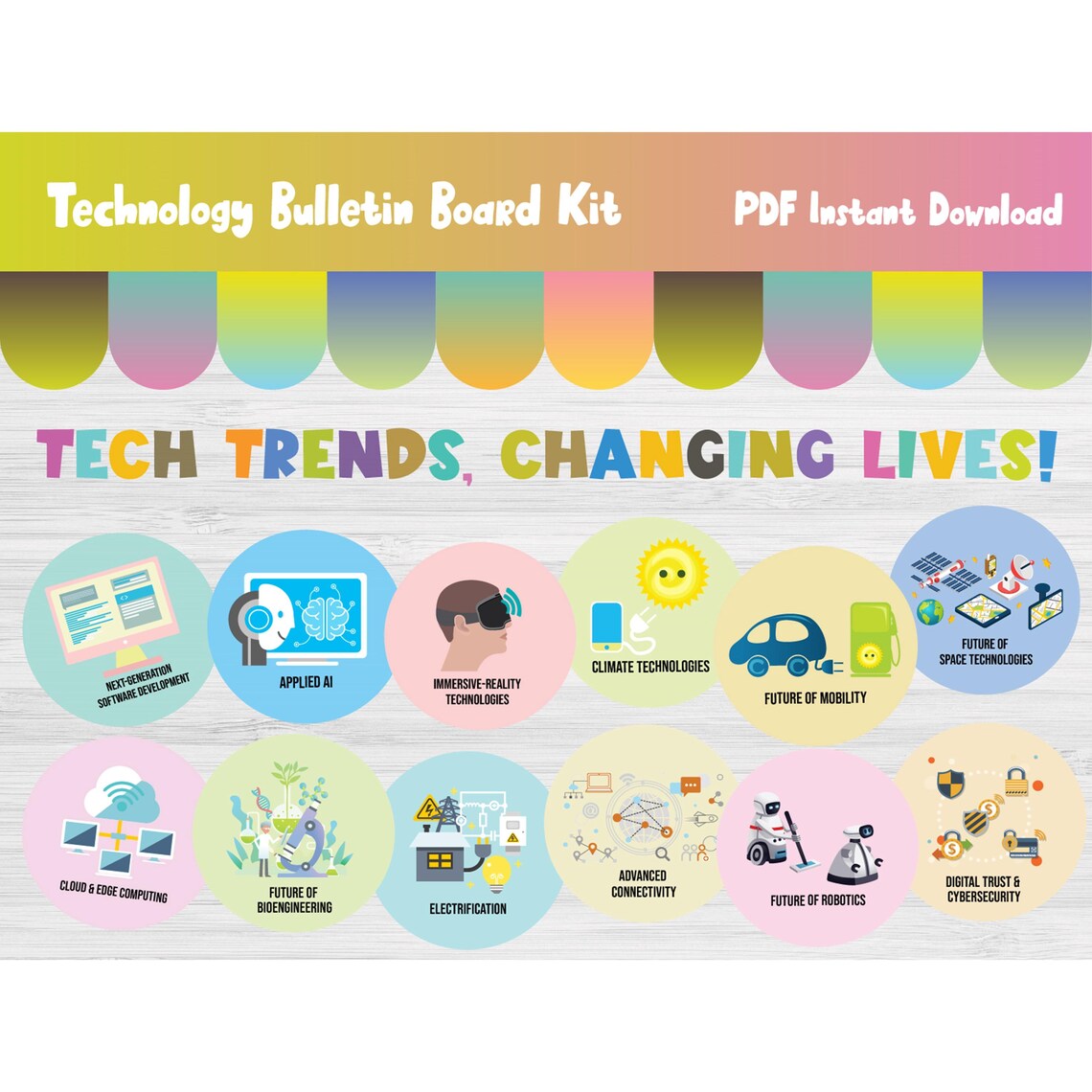 Tech Technology Bulletin Board Kit/computer Lab/classroom/school Wall ...