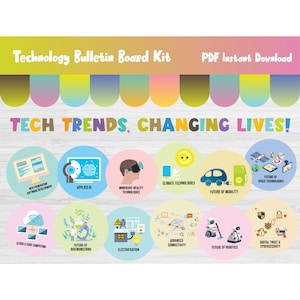 Tech Technology Bulletin Board Kit/Computer Lab/Classroom/School Wall Hallway Decor/Display/Computer Science/Middle School/STEM STREAM/L383