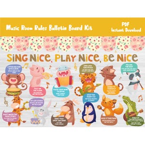 Music Classroom Rules Bulletin Board Kit/Music Class Room Decor/Wall Display/Printable/Preschool/Kindergarten/Elementary Primary School/L599