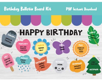 Happy Birthday Bulletin Board Kit/Classroom Wall Display/Decor/Kindergarten/Preschool/Elementary/Primary School Printable/Decoration/L311