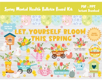 Spring Mental Health Awareness Bulletin Board Kit/Classroom Decor/School Counseling/Counselor/March April Wall Decoration/Printable/L478