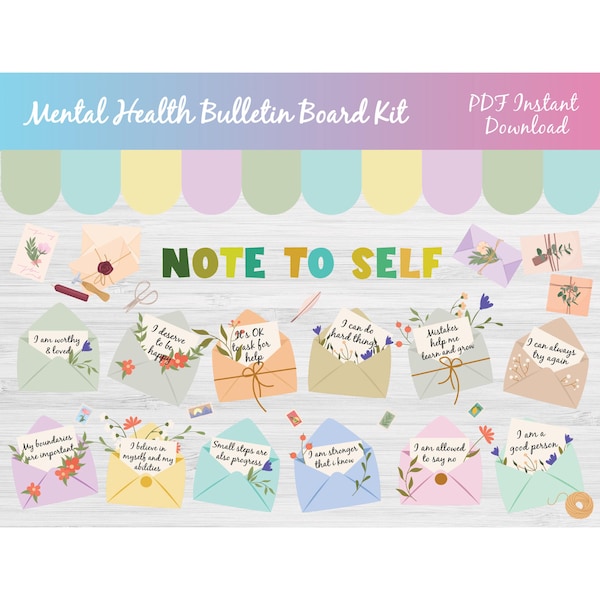 Mental Health Bulletin Board Kit/School Counselor/Counseling/Positive Affirmation/Psychology/Therapy Wall Decor/Display/Decoration/L416