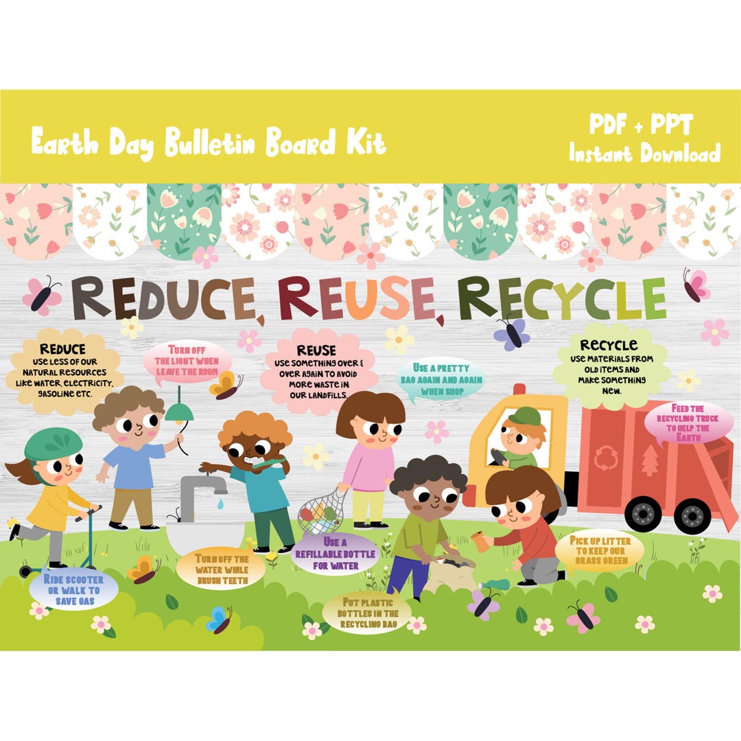 Earth Day Bulletin Board Kit/reduce Reuse Recycle/april Classroom Wall ...