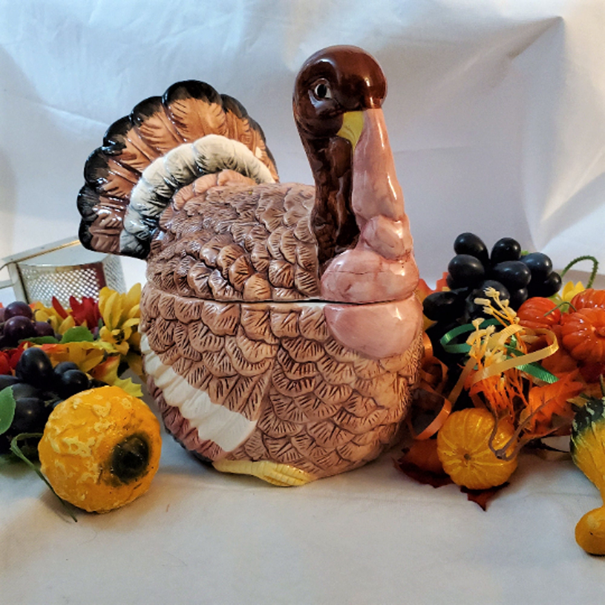 Vintage 2qt Turkey Soup Tureen with Ladle Handpainted Ceramic Etsy