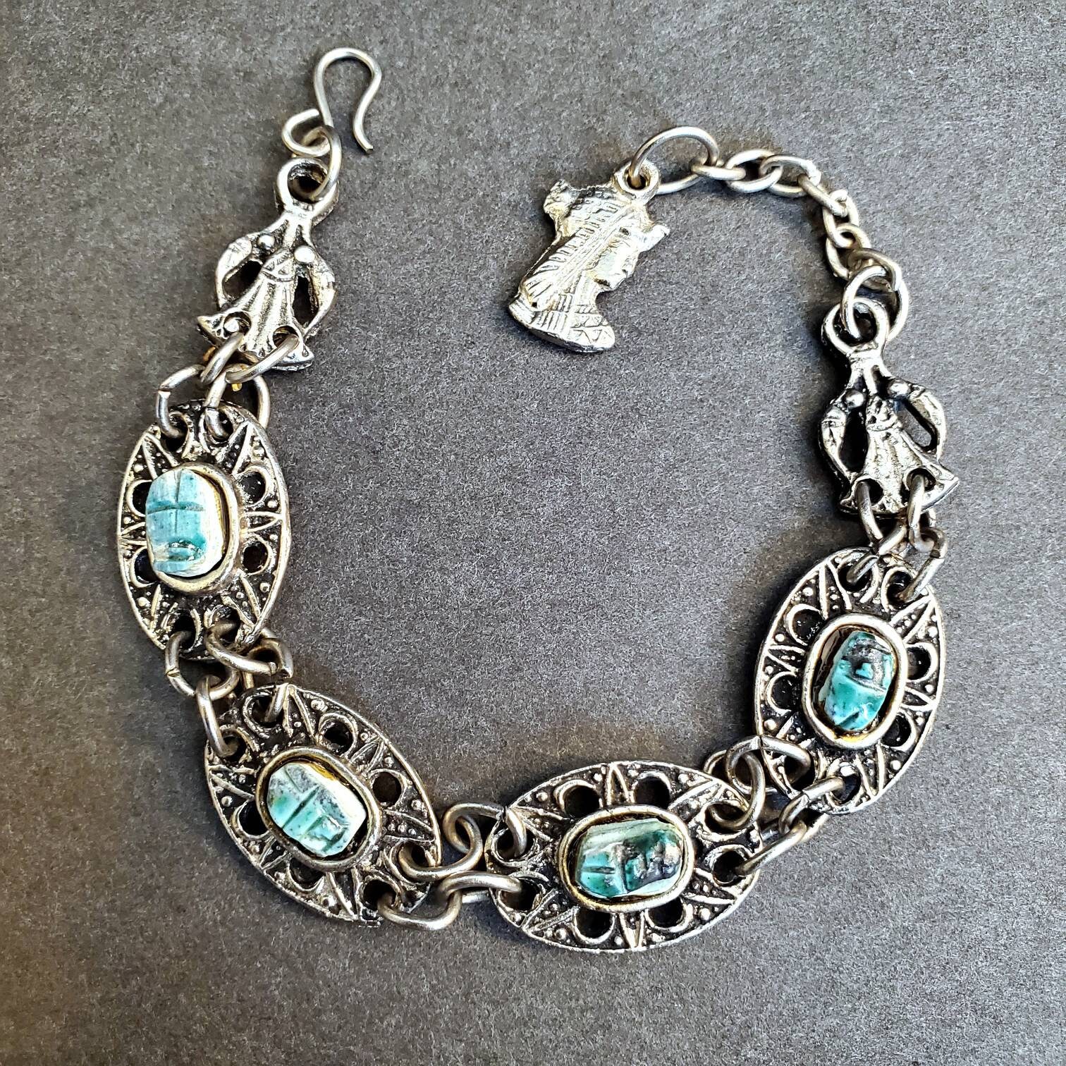 Vintage Silver Tone w/Light Blue Stones Adjustable Bracelet Etsy