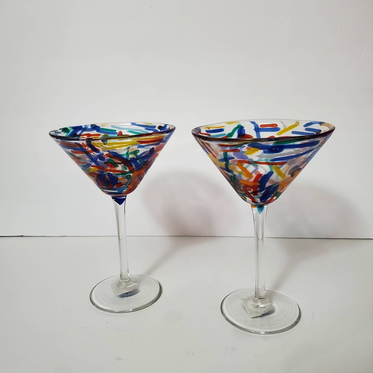Vintage Fun Confetti Martini Glasses Set Of 2 Etsy