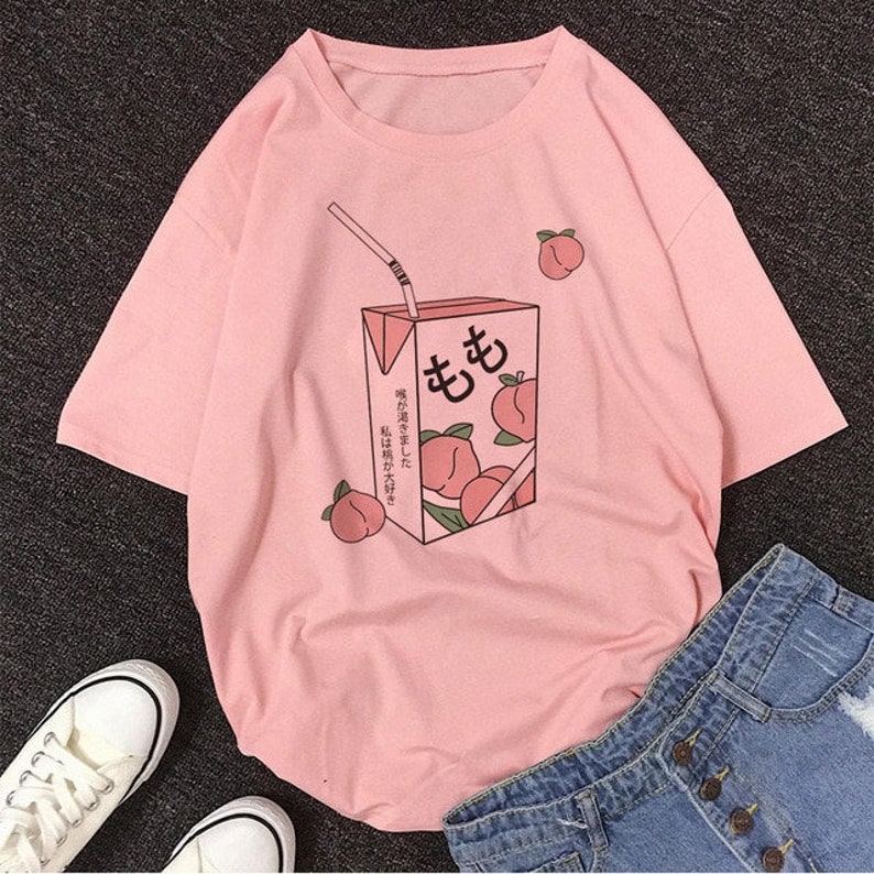 Cartoon Peach T-shirt Juice Japanese Aesthetic Grunge T shirt | Etsy
