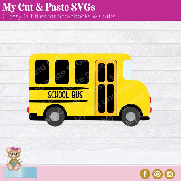 School Bus Die Cut SVG, Scrapbooking Embellishment, Layered Paper Piecing pattern for scrapbook layouts, back to school, field trip