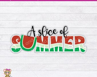 Summer Scrapbook Title SVG: Watermelon Slice, Paper Piecing (Digital Download)