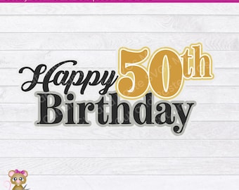 Título de álbum de recortes para 50.º cumpleaños (SVG): Paper Piecing en capas (descarga digital)