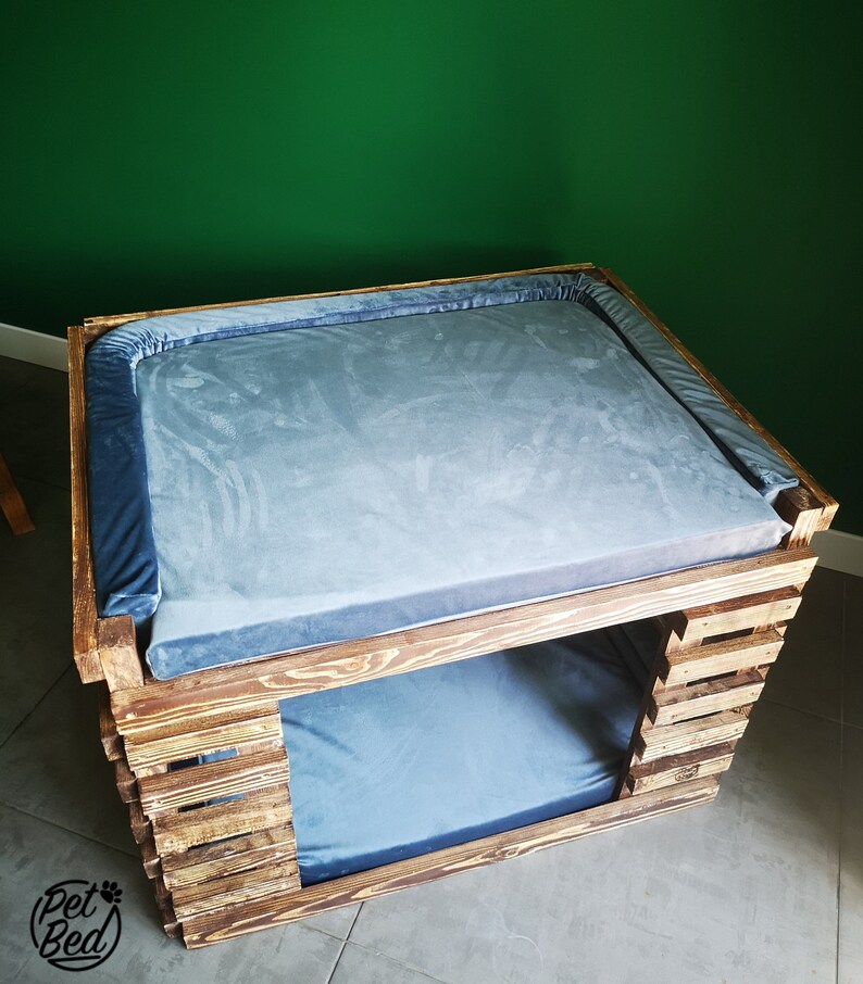 Solid Pine Wood Dog Bed Indoor dog house Doubledecker pet Etsy