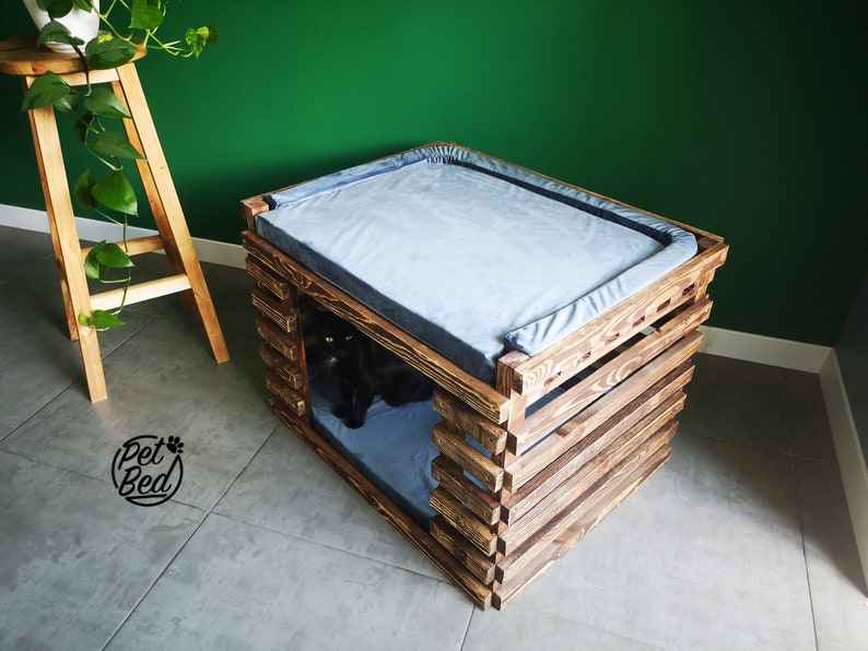 Solid Pine Wood Dog Bed Indoor dog house Doubledecker pet Etsy