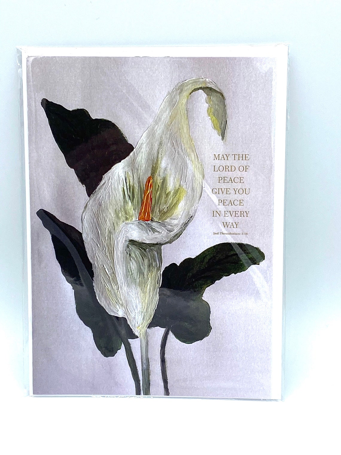 2 Thessalonians 316 Peace Lily Bible Verse Greeting Card Etsy