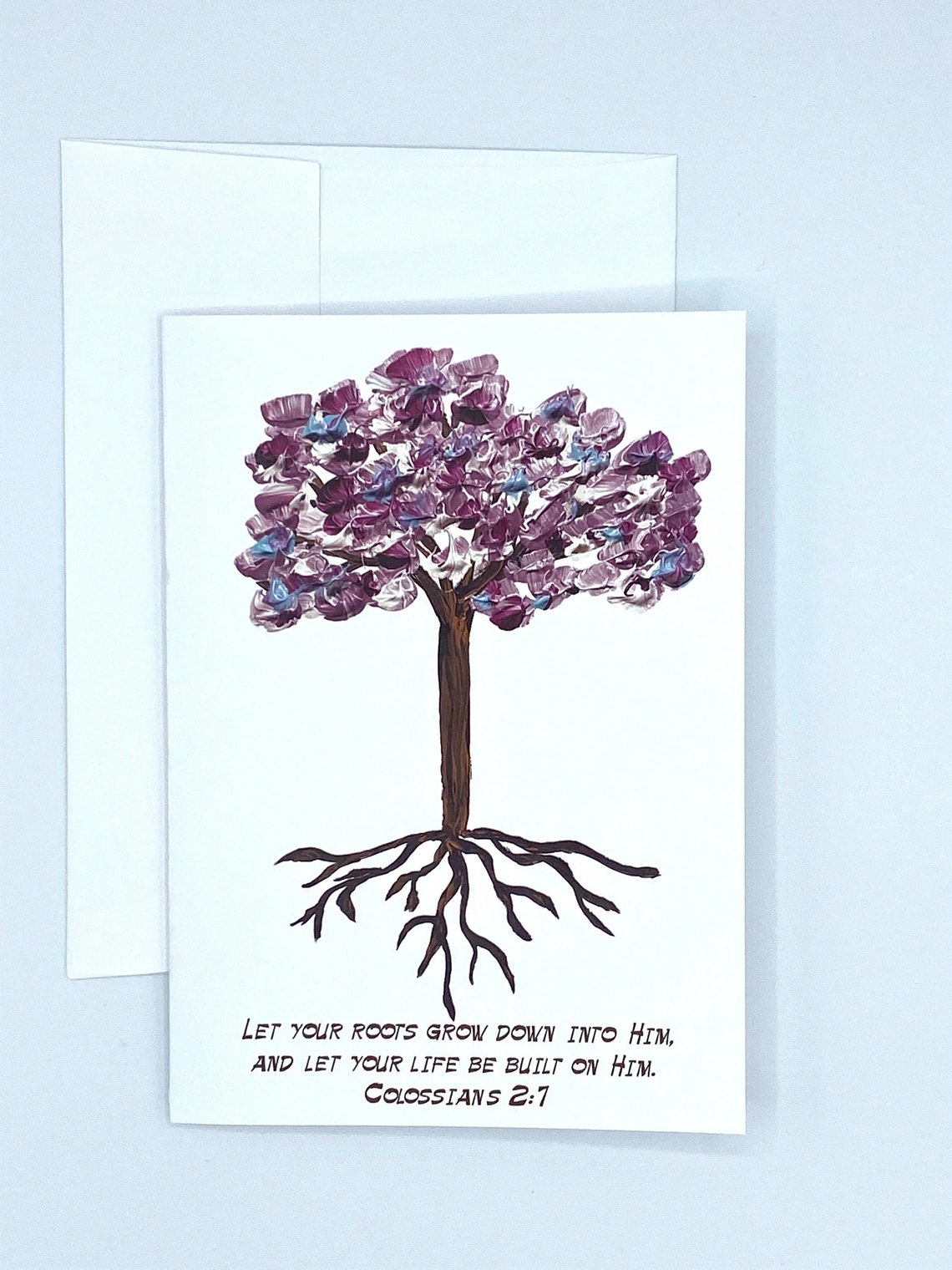 Colossians 2:7 Tree Roots Bible Verse Greeting Card | Etsy