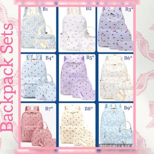 Monogrammed Backpack Set Lunch Box Coquette Bow Backpack Back To School Backpack Grandmillenial Insulated Lunch Bag School Book Bag Girls