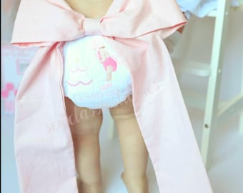 Monogrammed Big Bow Bloomers Cupcake Design Embroidered Birthday Diaper Cover Girls Photo Prop