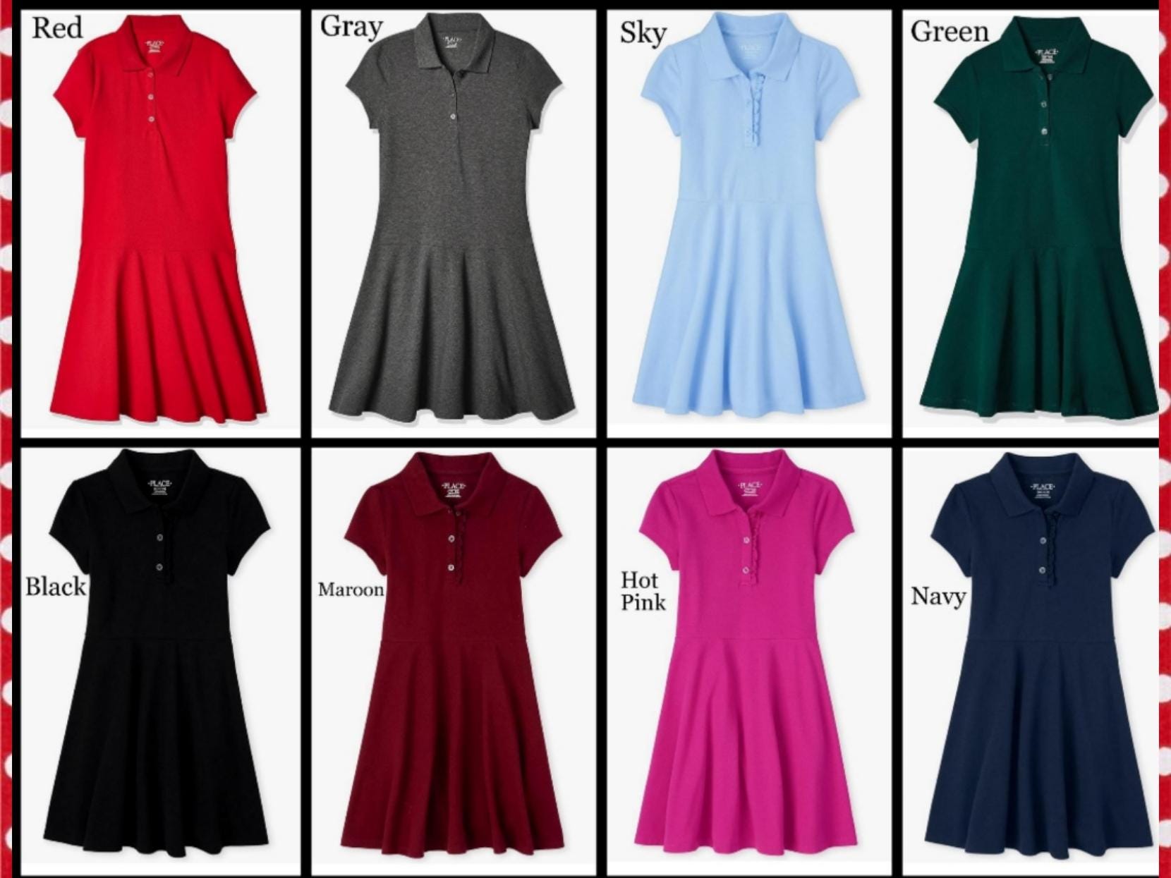 Monogrammed Girls Polo Dress: Ruffle School Uniform Pique Cotton Picture Day Dress