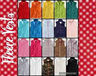Monogrammed Fleece Vest Kids Vest Unisex Zip Vest Polar Boys Vest Soft Winter Vest Girls Fleece Vest Christmas Gift Personalized Vest
