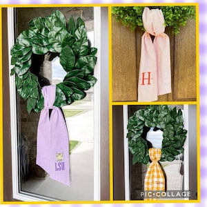 Monogrammed Fall Wreath Sash: Personalized Front Door Bow Embroidered Holiday Ribbon Home Accessory Sports