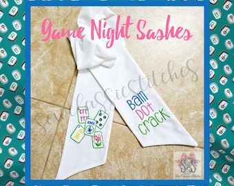 Monogrammed Wreath Sash: Custom Game Night Door Decor Mahjong Accessory Ribbon