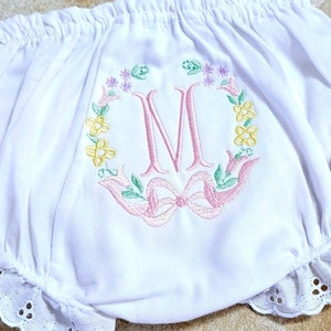 Bloomers Monogrammed White Eyelet Bloomers Diaper Cover Heirloom Baby Girls Personalized Diaper Cover Little Girl Bloomers Newborn Gift