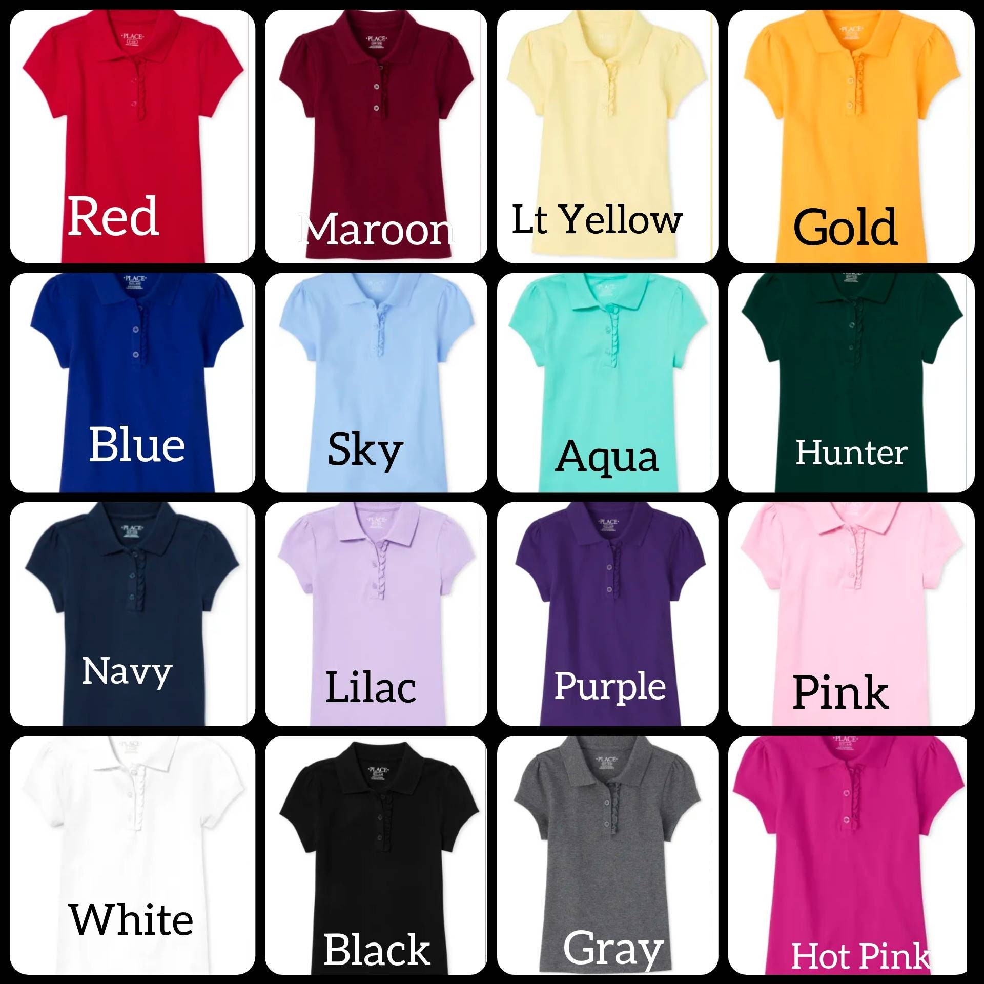 Monogrammed Girls Polo Shirt Girls Polo Shirt Summer Shirt Button Cas…