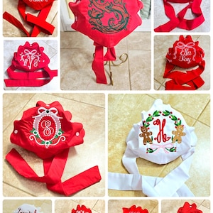 Monogrammed Baby Bonnet: Embroidered Cotton Button Bow Hat Childrens Photo Prop image 13