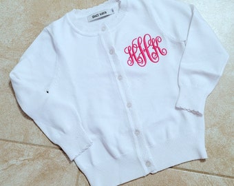 Monogrammed Cardigan Girls Button Sweater Winter Sweater Uniform Cardigan School Cardigan Personalized Cardigan Sweater Christmas Gift