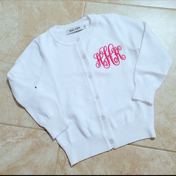 Monogrammed Cardigan Girls Button Sweater Winter Sweater Uniform Cardigan School Cardigan Personalized Cardigan Sweater Christmas Gift