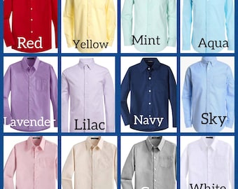 Monogrammed Boys Oxford Shirt: Long Sleeve Cotton Button Down Easter Shirt