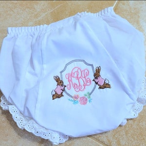 Monogrammed Easter Bloomers White Eyelet Bloomers Diaper Cover Personalized Baby Monogrammed Diaper Cover Baby Gift Personalized Bloomers