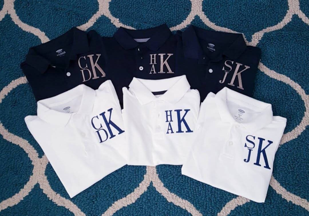 Monogrammed Polo Shirt Boys Polo Shirt Summer Shirt Button Casual Shi…