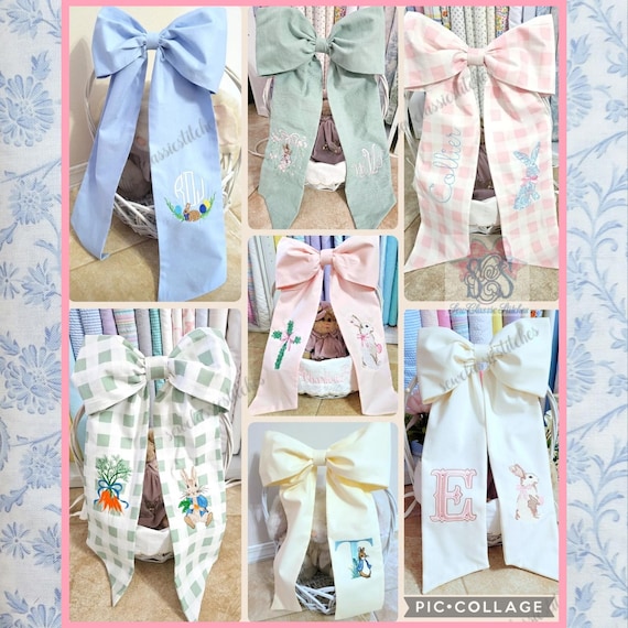 Easter Basket Bow Monogrammed Fabric Ribbon