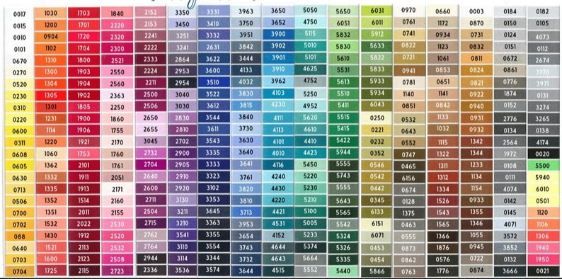 Pode incluir: Uma carta de cores com mais de 200 tons diferentes, que v&atilde;o do vermelho ao azul passando pelo verde. A carta &eacute; dividida em colunas, cada coluna representa uma fam&iacute;lia de cores diferente. As cores est&atilde;o ordenadas por ordem de luminosidade, com os tons mais claros na parte superior de cada coluna e os tons mais escuros na parte inferior.