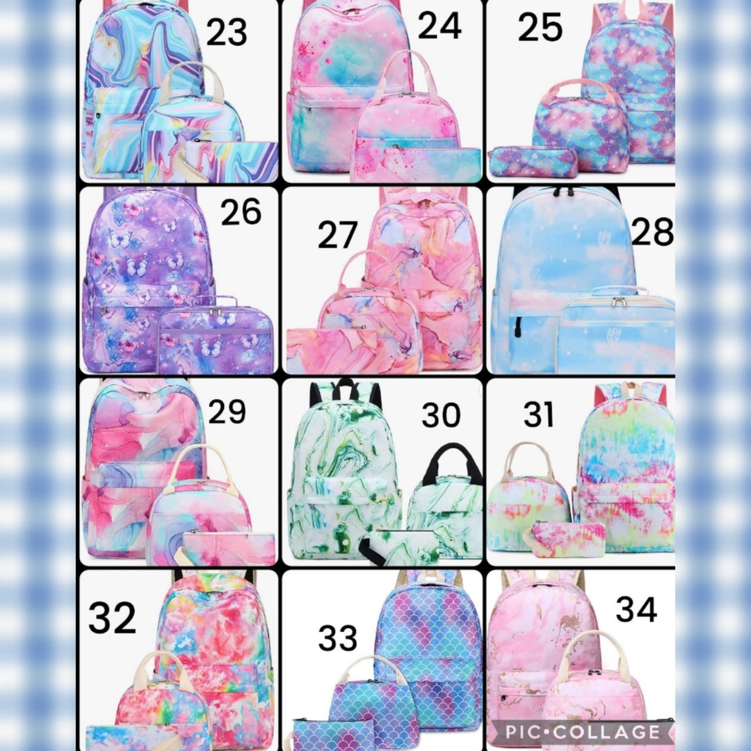 Monogrammed Backpack Set Lunch Box Small Case Tie Dye Fashion Back to ...