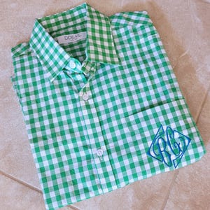 Monogrammed Gingham Shirt: Custom Cotton Oxford Button Down image 8