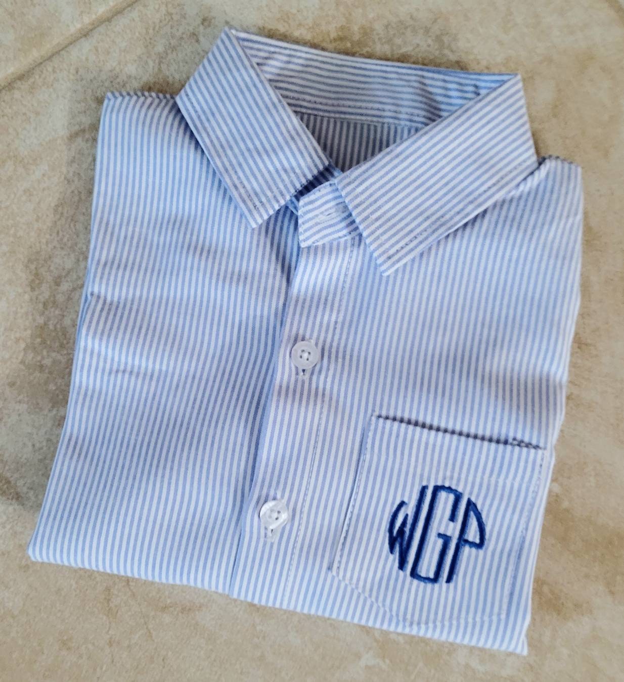 Boys Shirt Monogrammed Shirt Stripe Button Down Shirt Long Boys Shirt Monogrammed Shirt Stripe Button Down Shirt Long