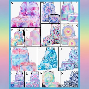 Monogrammed Backpack Set Lunch Box Small Case Tie Dye Fashion Back To School Backpack Full Size Insulated Lunch Bag School Book Bag Girls