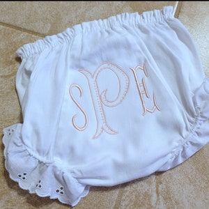 Monogrammed Eyelet Baby Bloomers: Personalized Diaper Cover