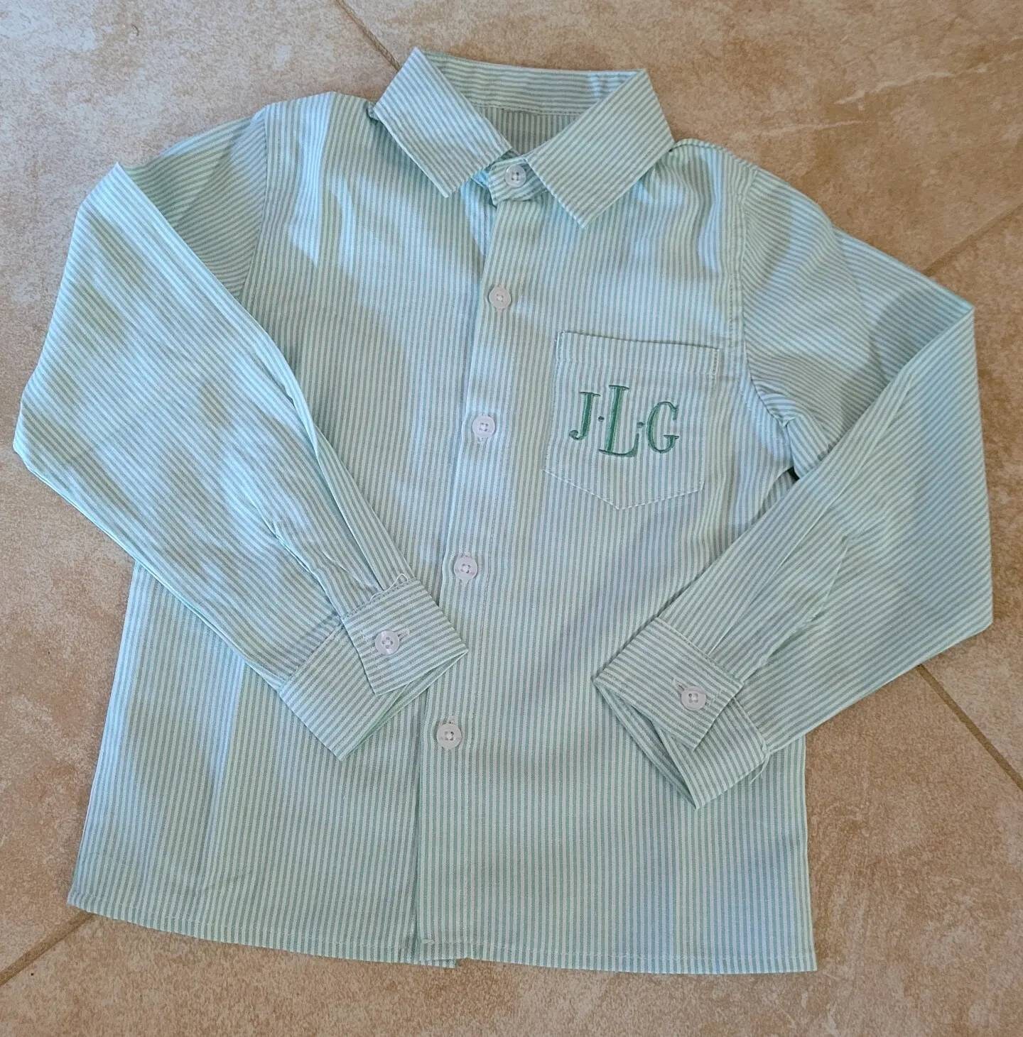 Boys Shirt Monogrammed Shirt Stripe Button Down Shirt Long Boys Shirt Monogrammed Shirt Stripe Button Down Shirt Long