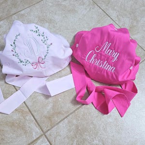 Monogrammed Baby Bonnet: Embroidered Cotton Button Bow Hat Childrens Photo Prop image 11