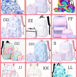 Monogrammed Tie Dye Backpack Set: Insulated Lunch Bag & Pencil Pouch Embroidered School Set